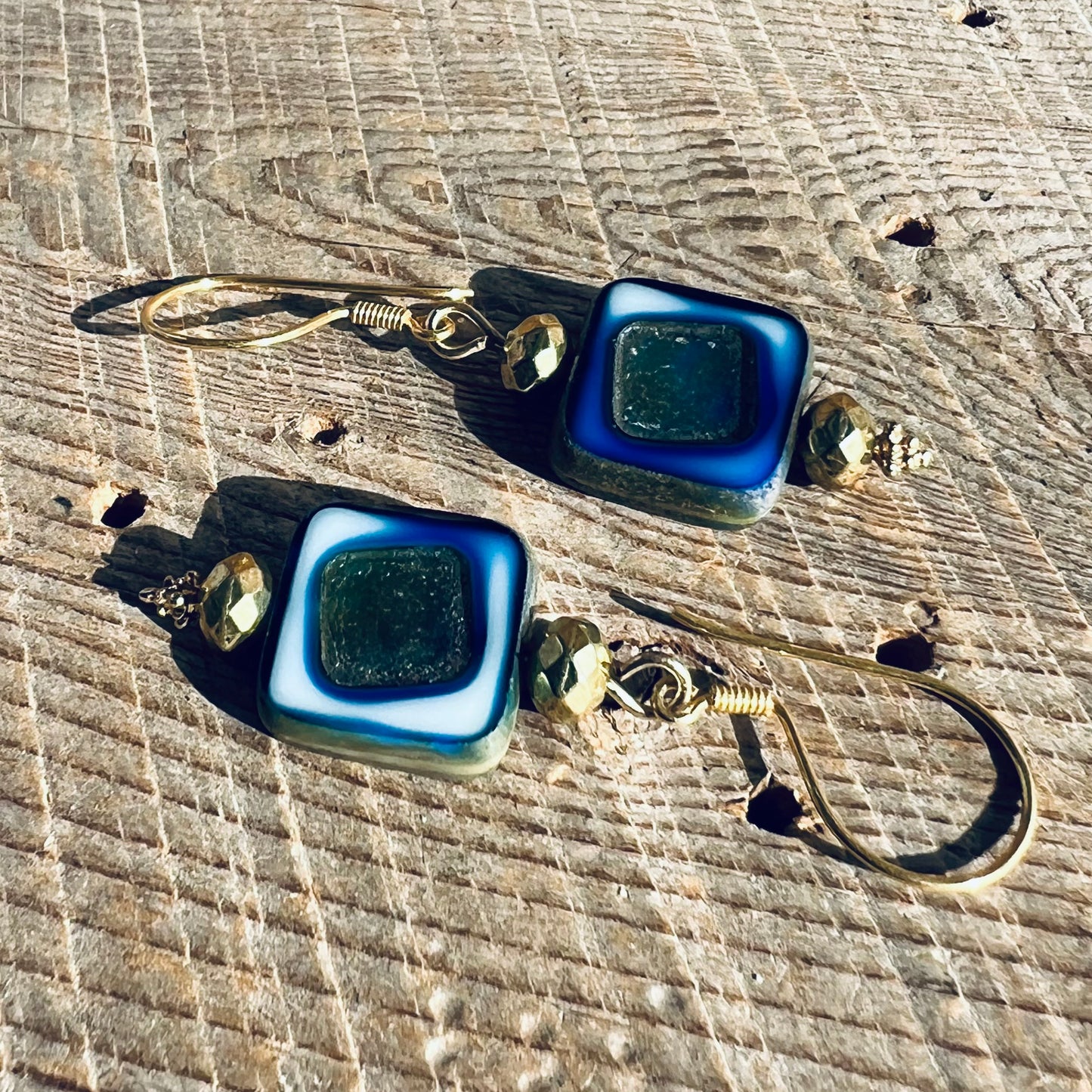 SariBlue® Nebula Czech Glass Earrings