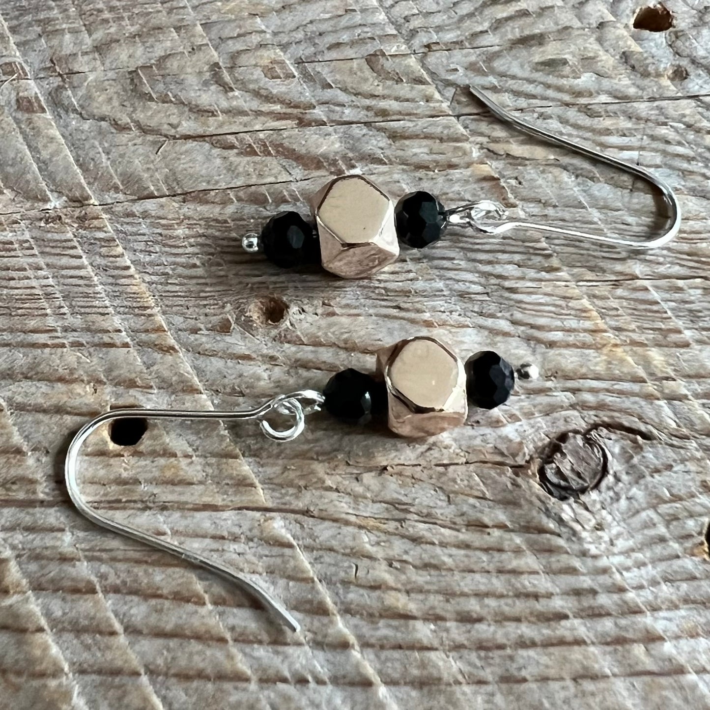 SariBlue® Art Deco Black and Rose Dangle Earrings