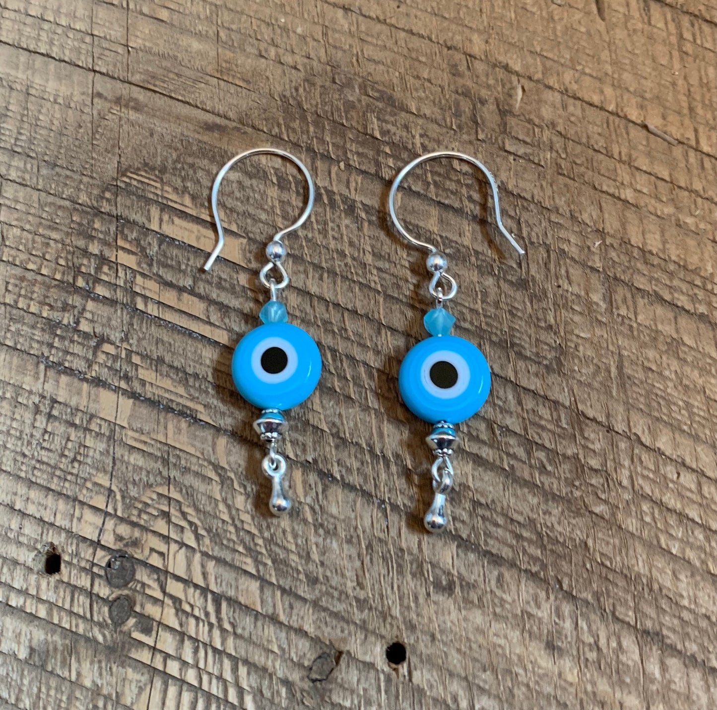 SariBlue® Baby Blue Evil Eye Dangle Earrings