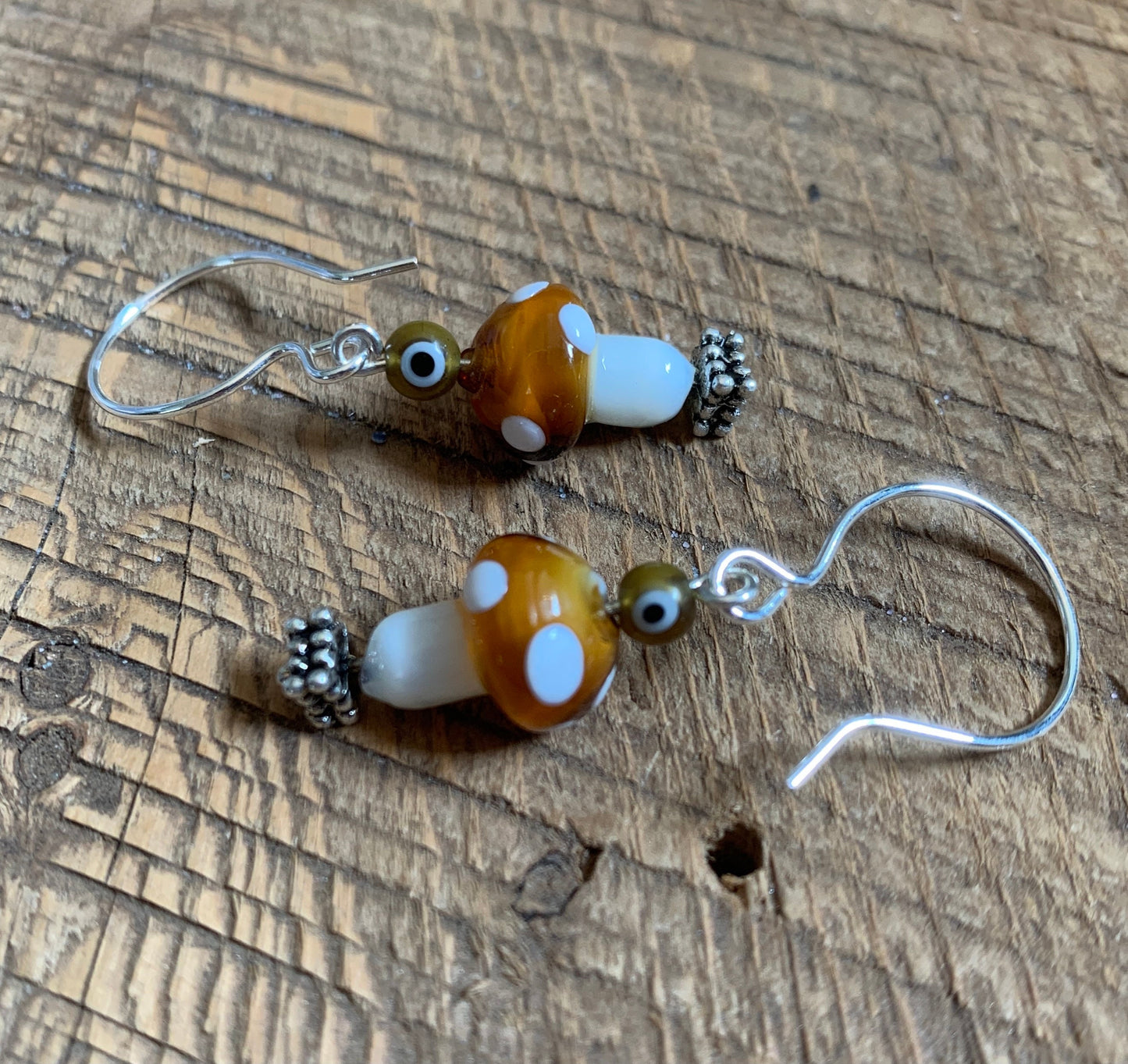 SariBlue® Mini Glass Mushroom and Evil Eye Earrings