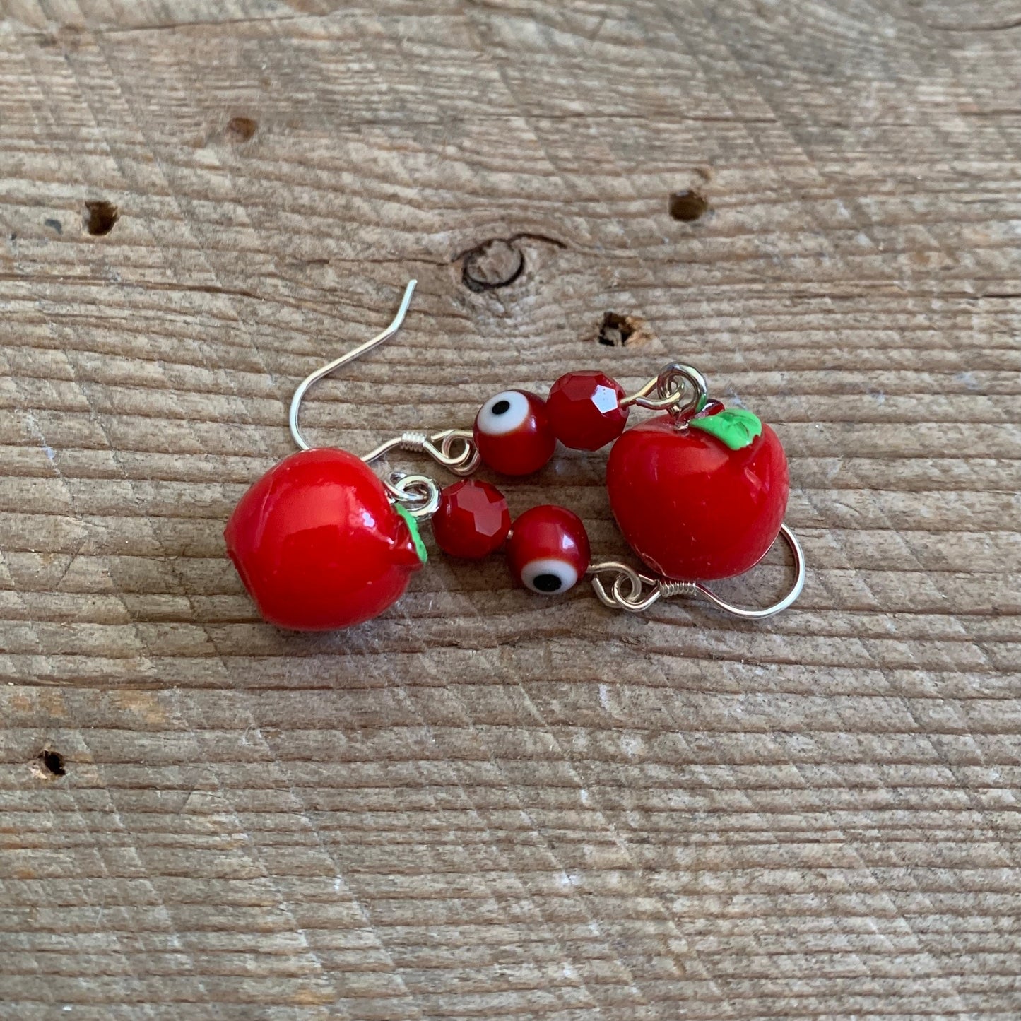 SariBlue® Red Apple and Evil Eye Earrings