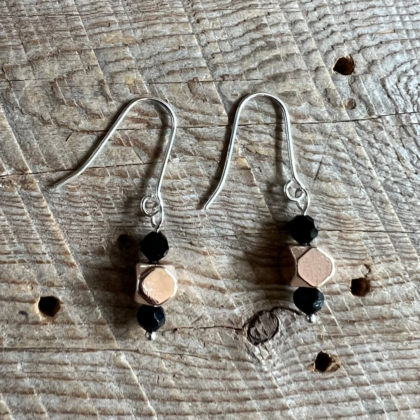 SariBlue® Art Deco Black and Rose Dangle Earrings