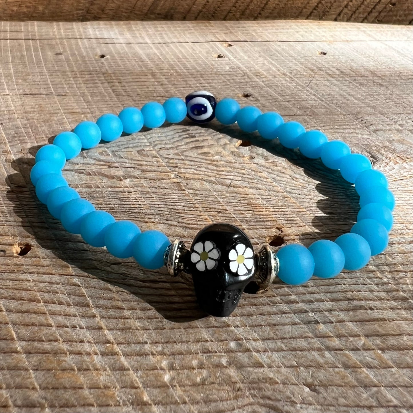 SariBlue® Daisy Sugarskull Bracelet with Evil Eye