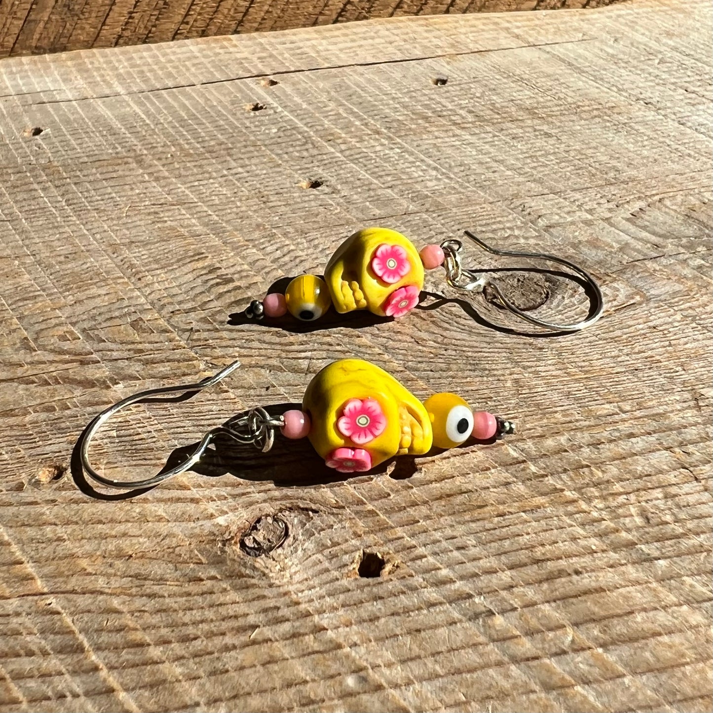 SariBlue® Bright Yellow Sugarskull Earrings