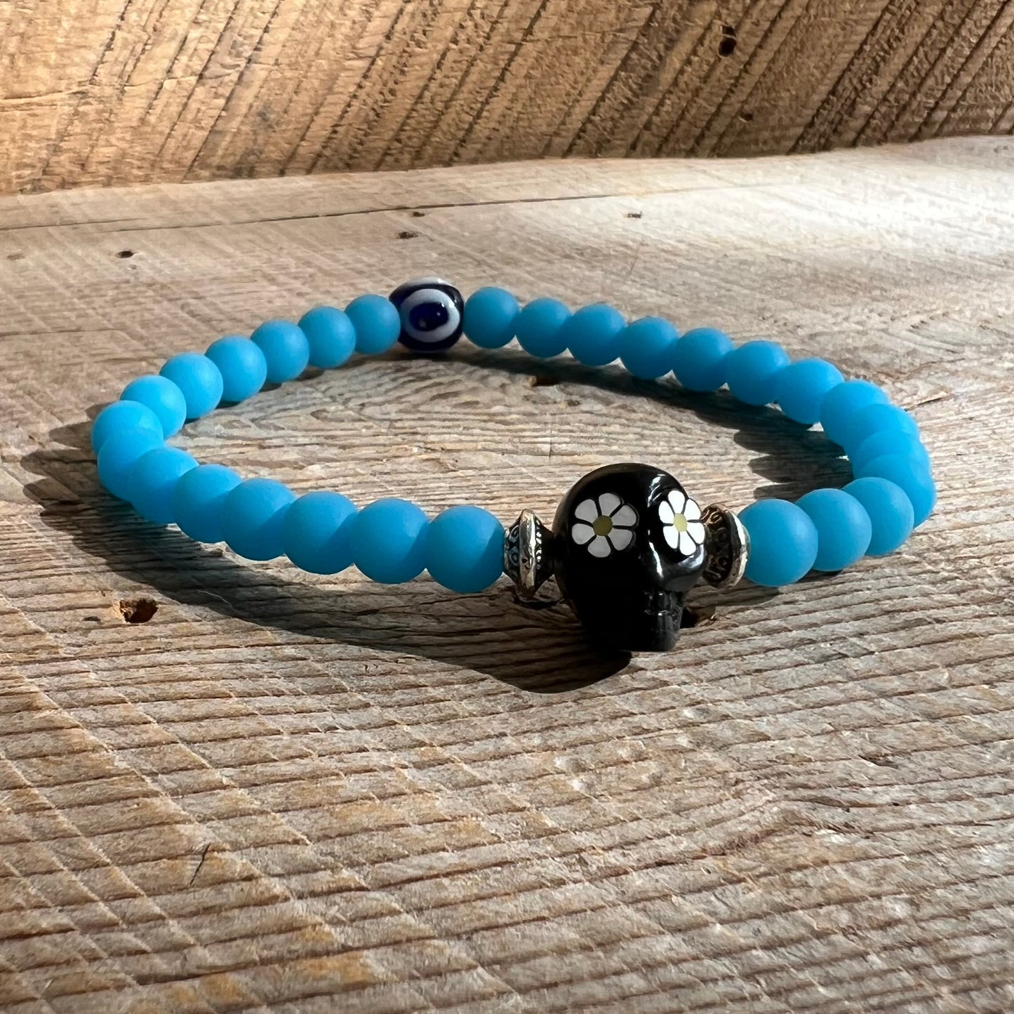 SariBlue® Daisy Sugarskull Bracelet with Evil Eye