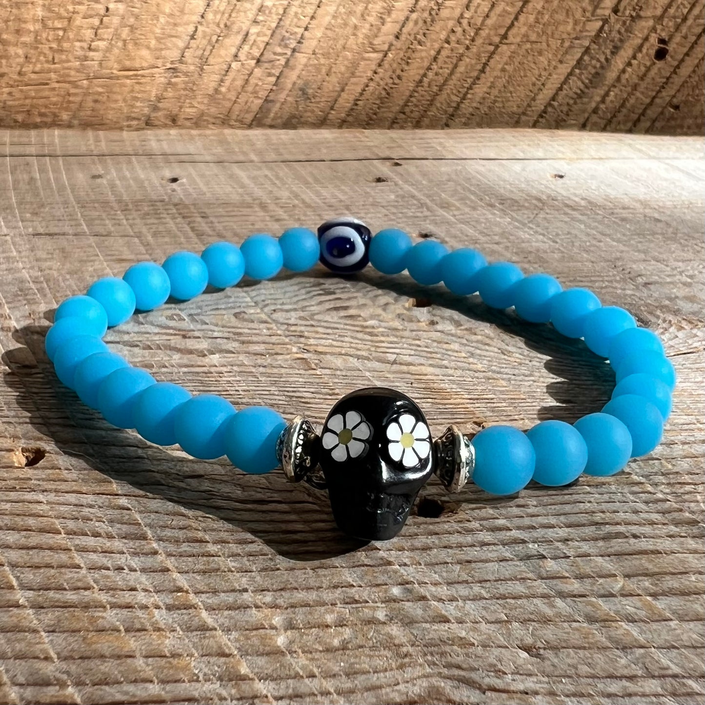SariBlue® Daisy Sugarskull Bracelet with Evil Eye