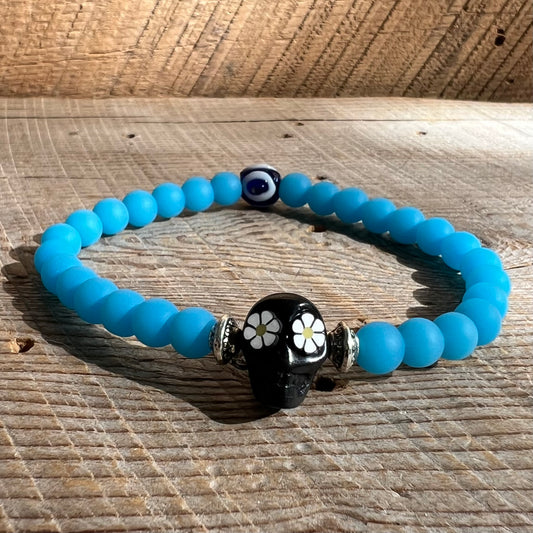 SariBlue® Daisy Sugarskull Bracelet with Evil Eye