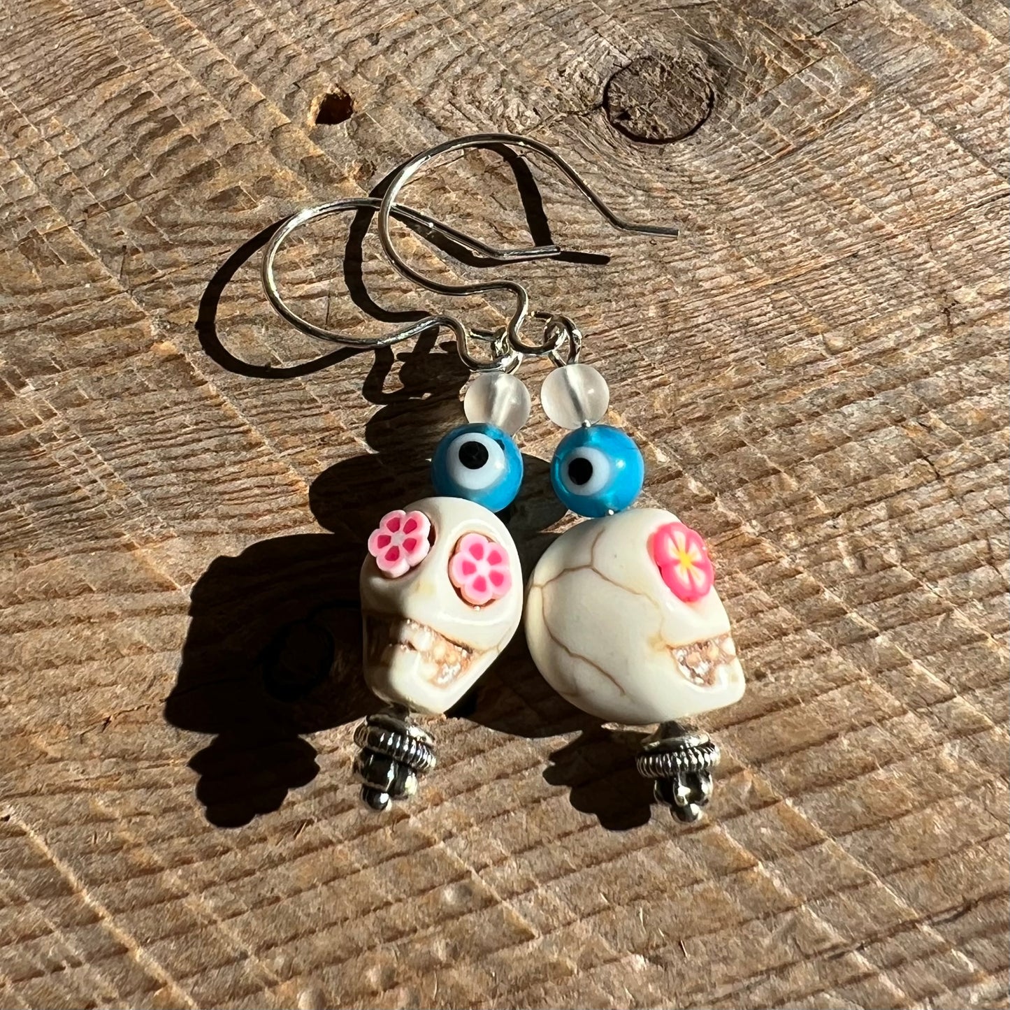 SariBlue® White Sugarskull Earrings