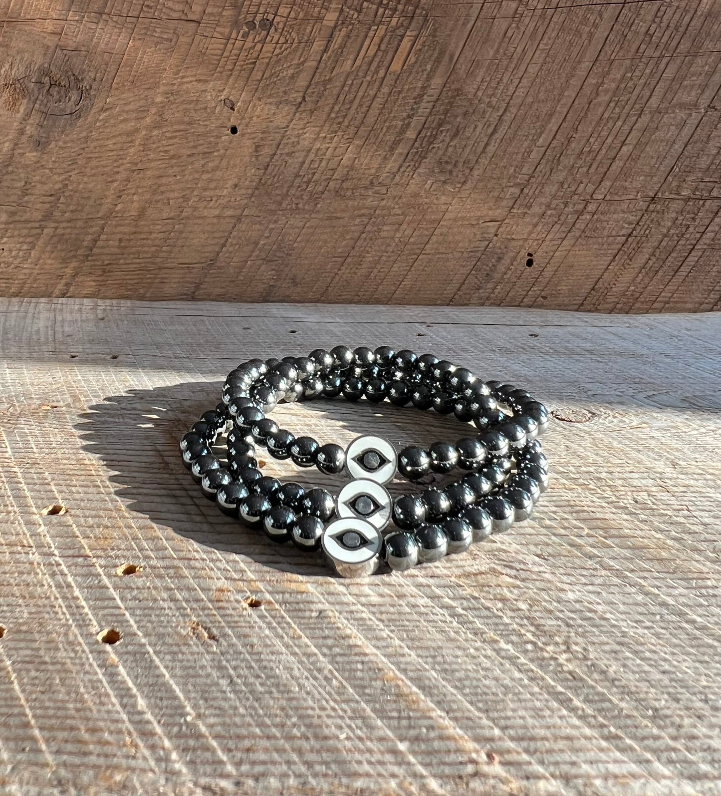 SariBlue® Protect Your Energy Evil Eye Hematite Bracelet