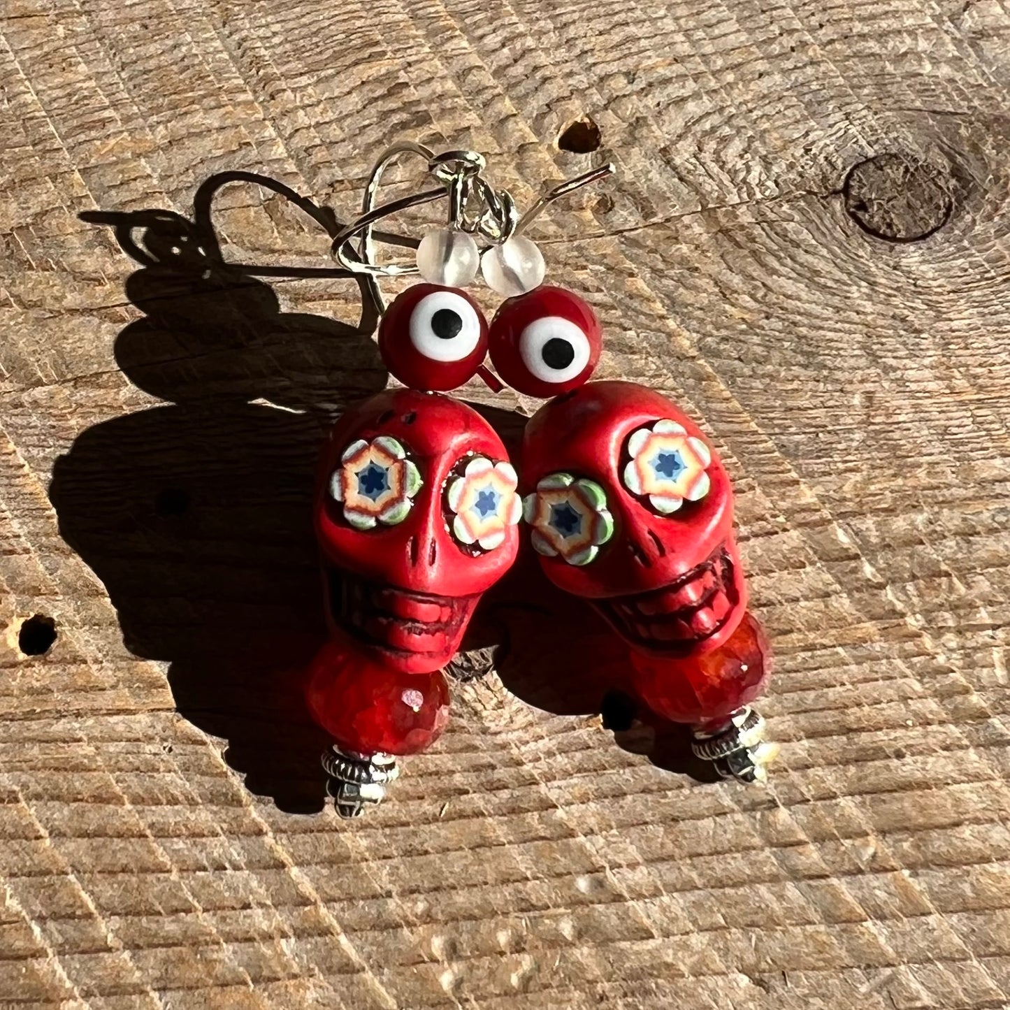 SariBlue® Statement Sugarskull and Evil Eye Earrings