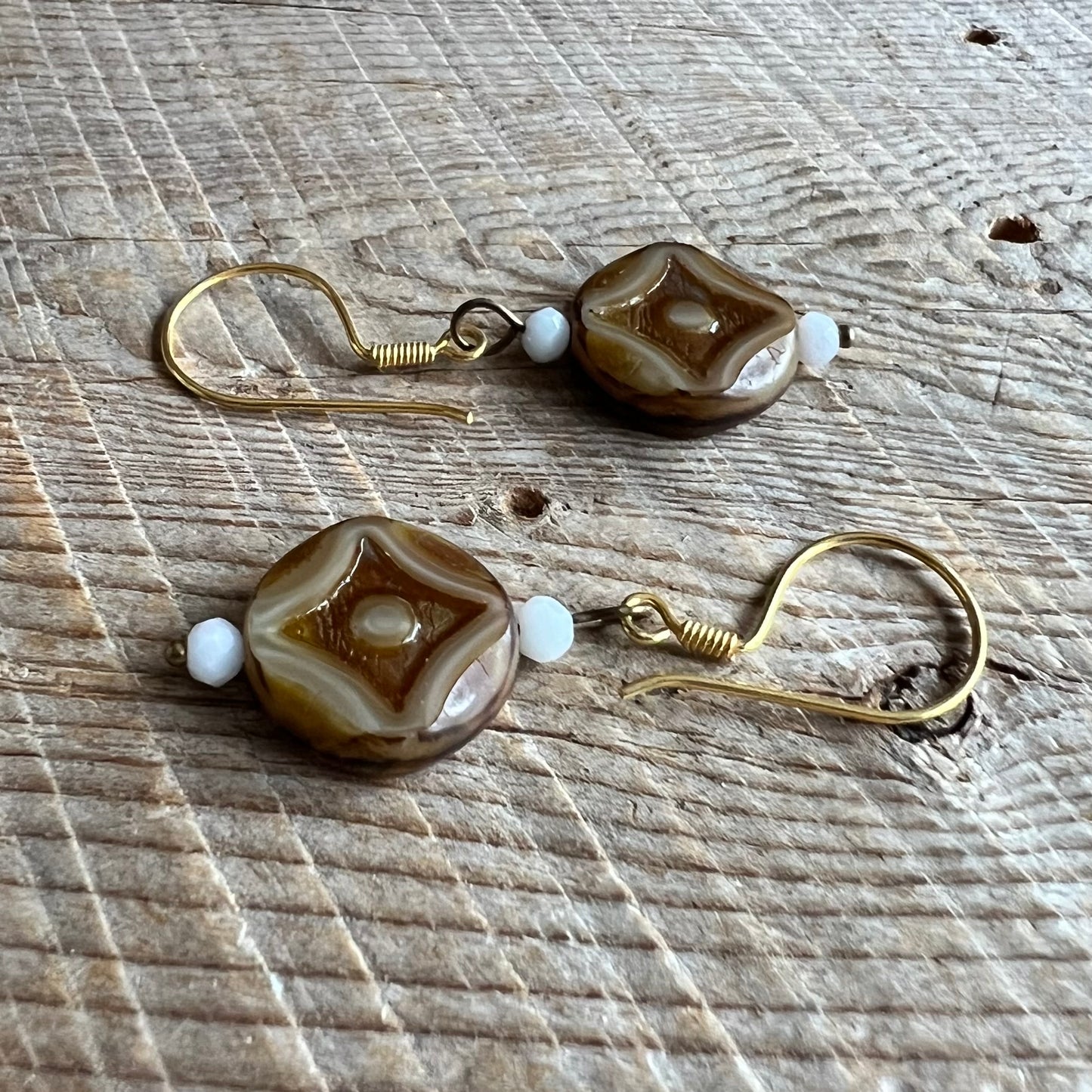 SariBlue® Desert Eye Talisman Czech Glass Earrings