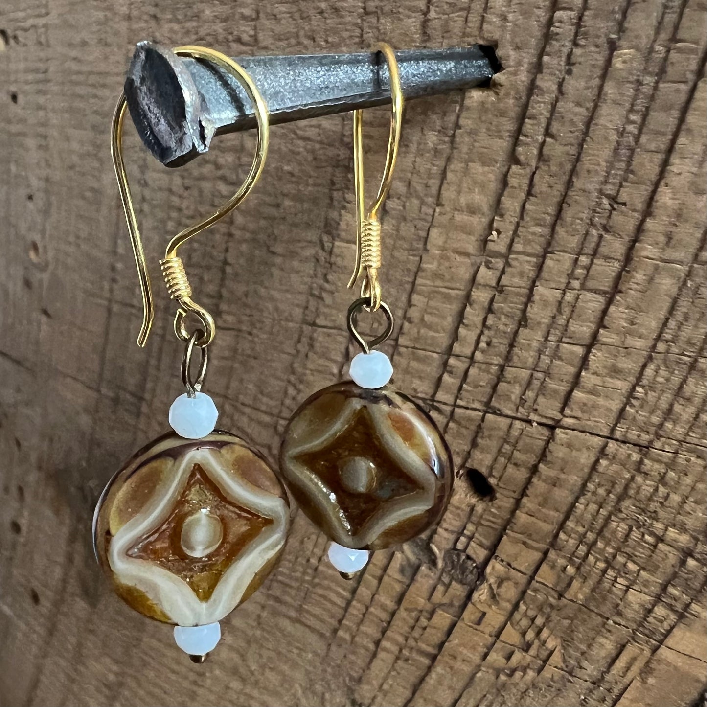 SariBlue® Desert Eye Talisman Czech Glass Earrings