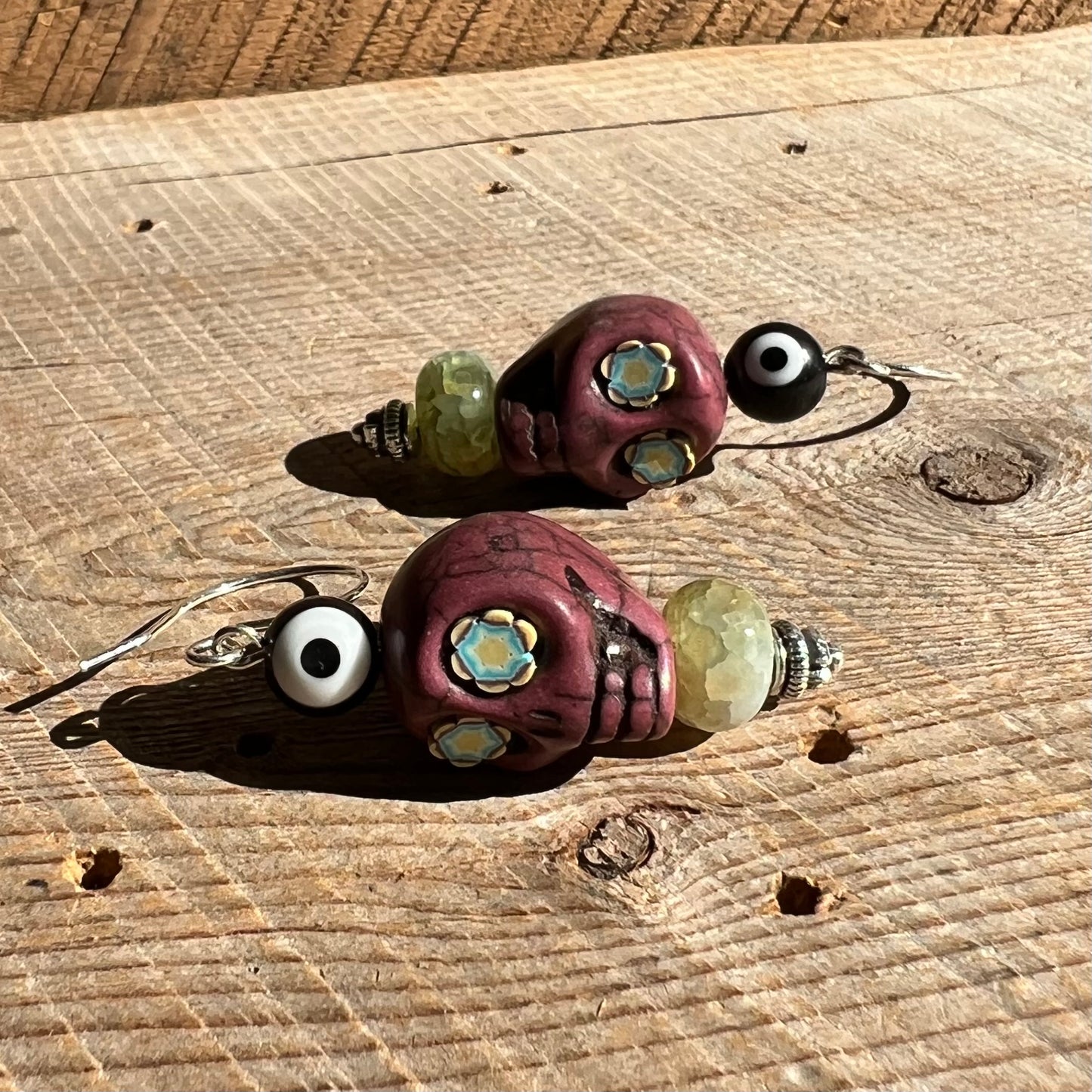 SariBlue® Statement Sugarskull and Evil Eye Earrings