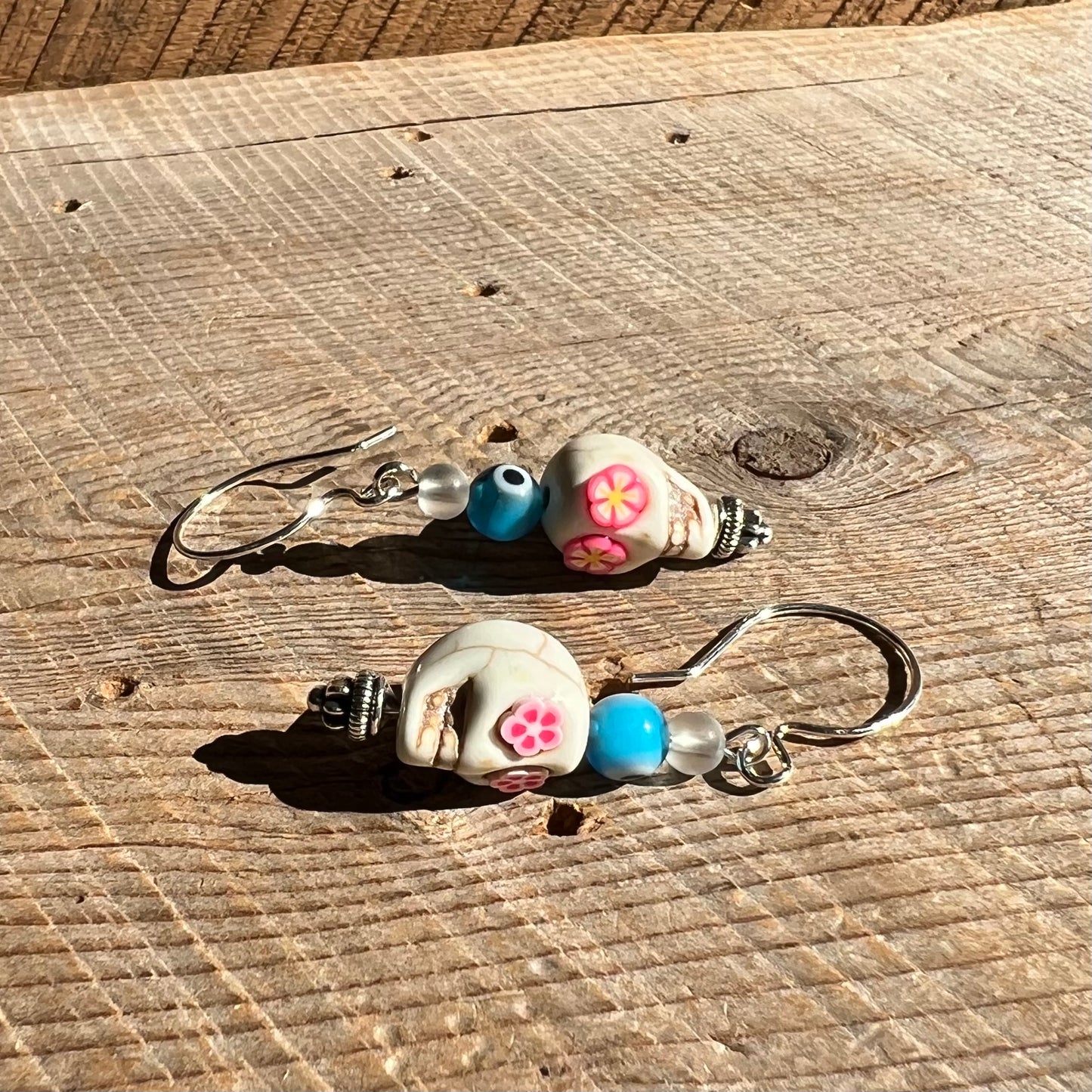 SariBlue® White Sugarskull Earrings