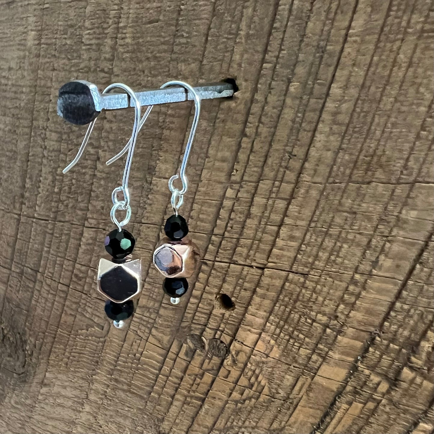 SariBlue® Art Deco Black and Rose Dangle Earrings