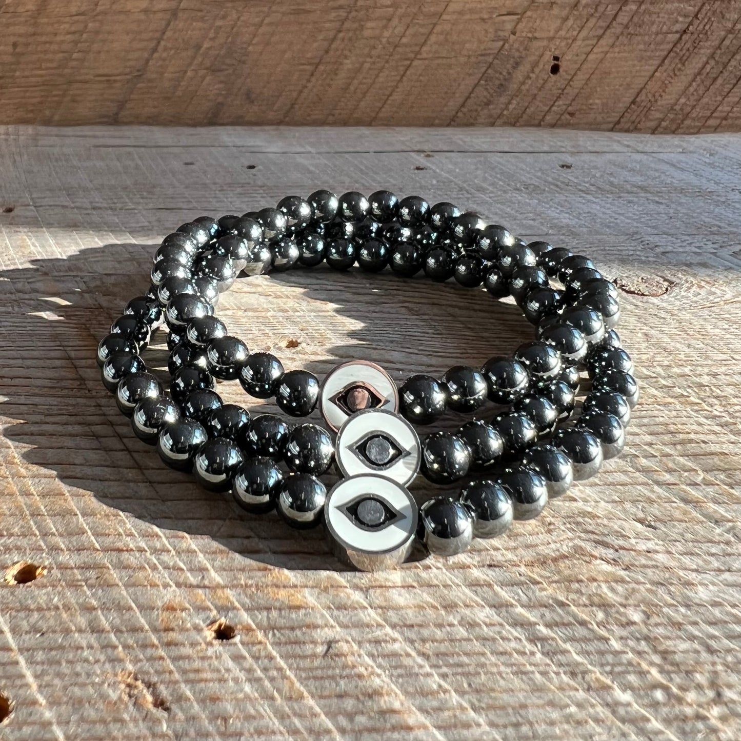 SariBlue® Protect Your Energy Evil Eye Hematite Bracelet