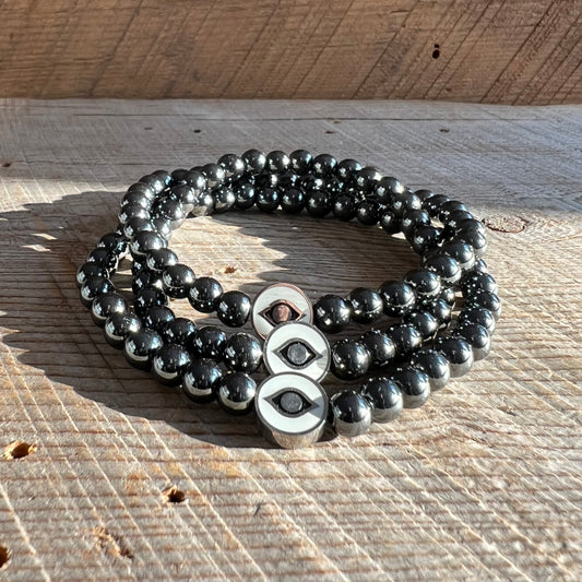 SariBlue® Protect Your Energy Evil Eye Hematite Bracelet