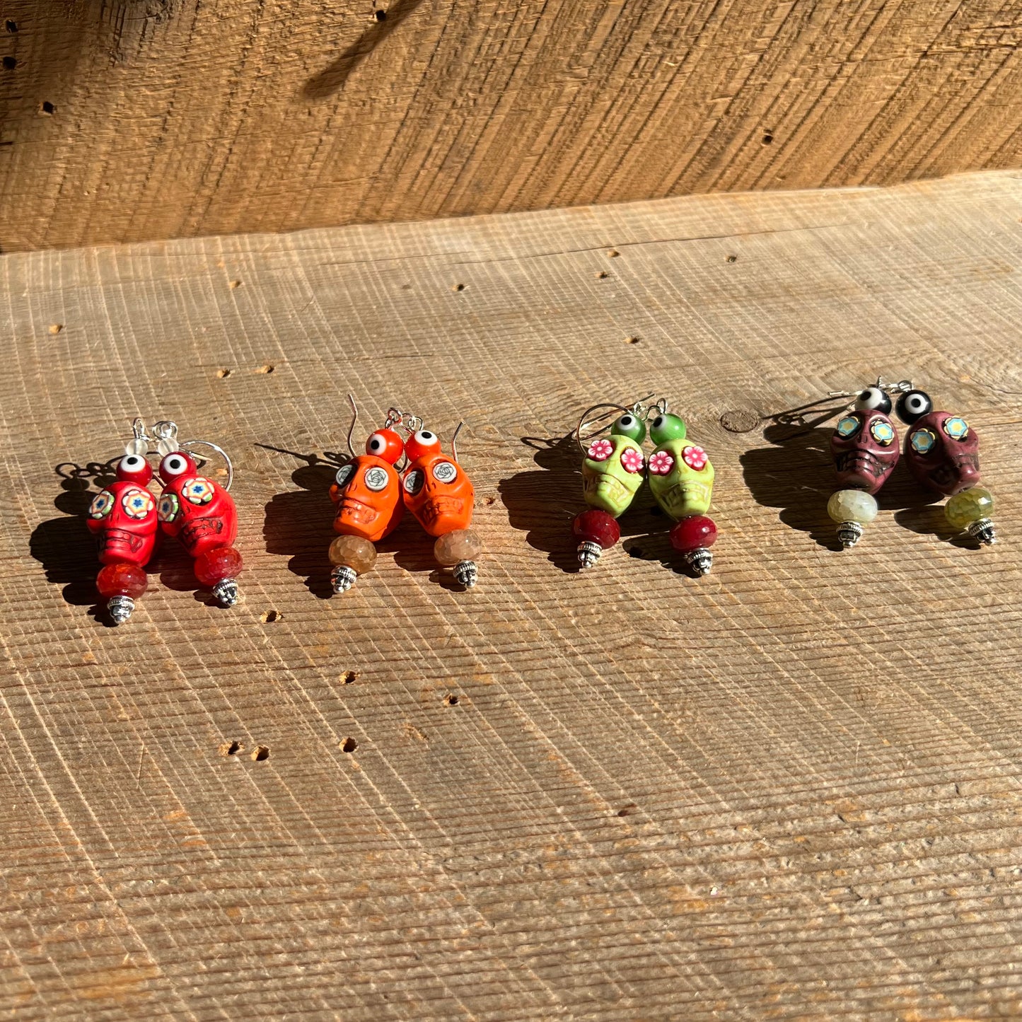 SariBlue® Statement Sugarskull and Evil Eye Earrings