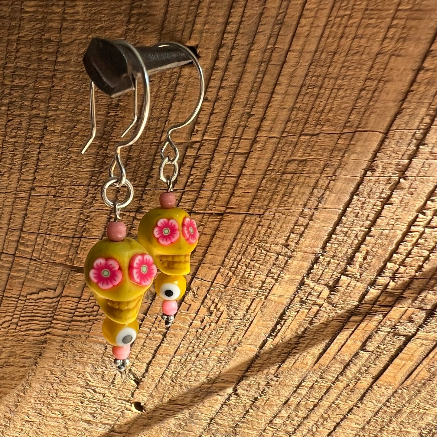 SariBlue® Bright Yellow Sugarskull Earrings