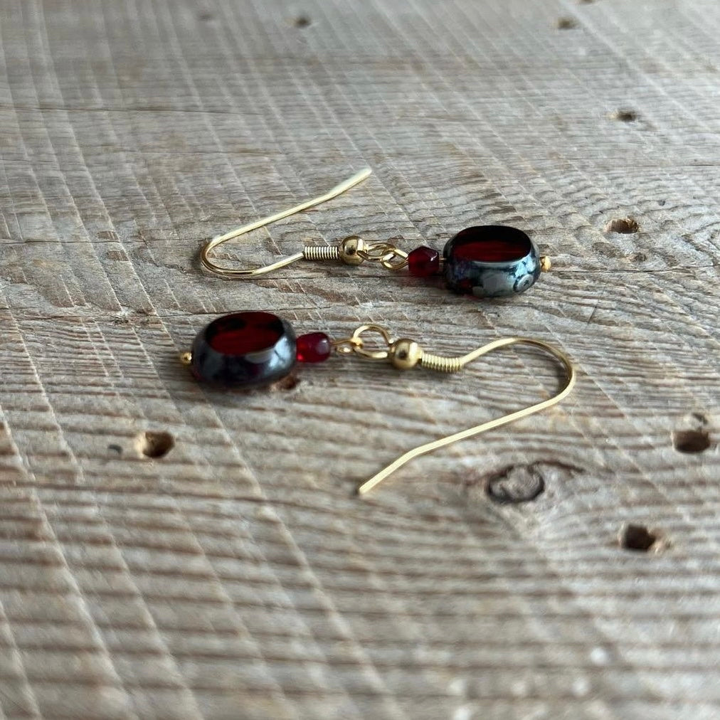 SariBlue®️ Pomegranate Seed Czech Glass Earrings