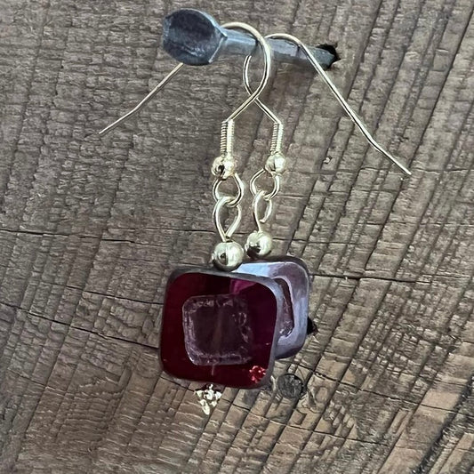 SariBlue®️ Carmine Czech Glass Earrings