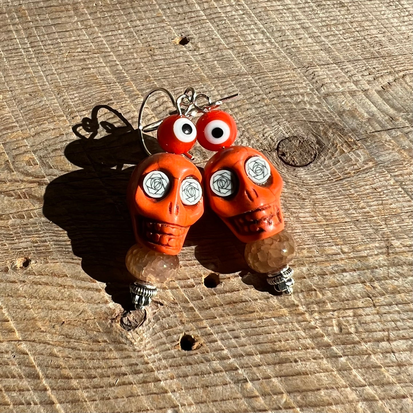 SariBlue® Statement Sugarskull and Evil Eye Earrings