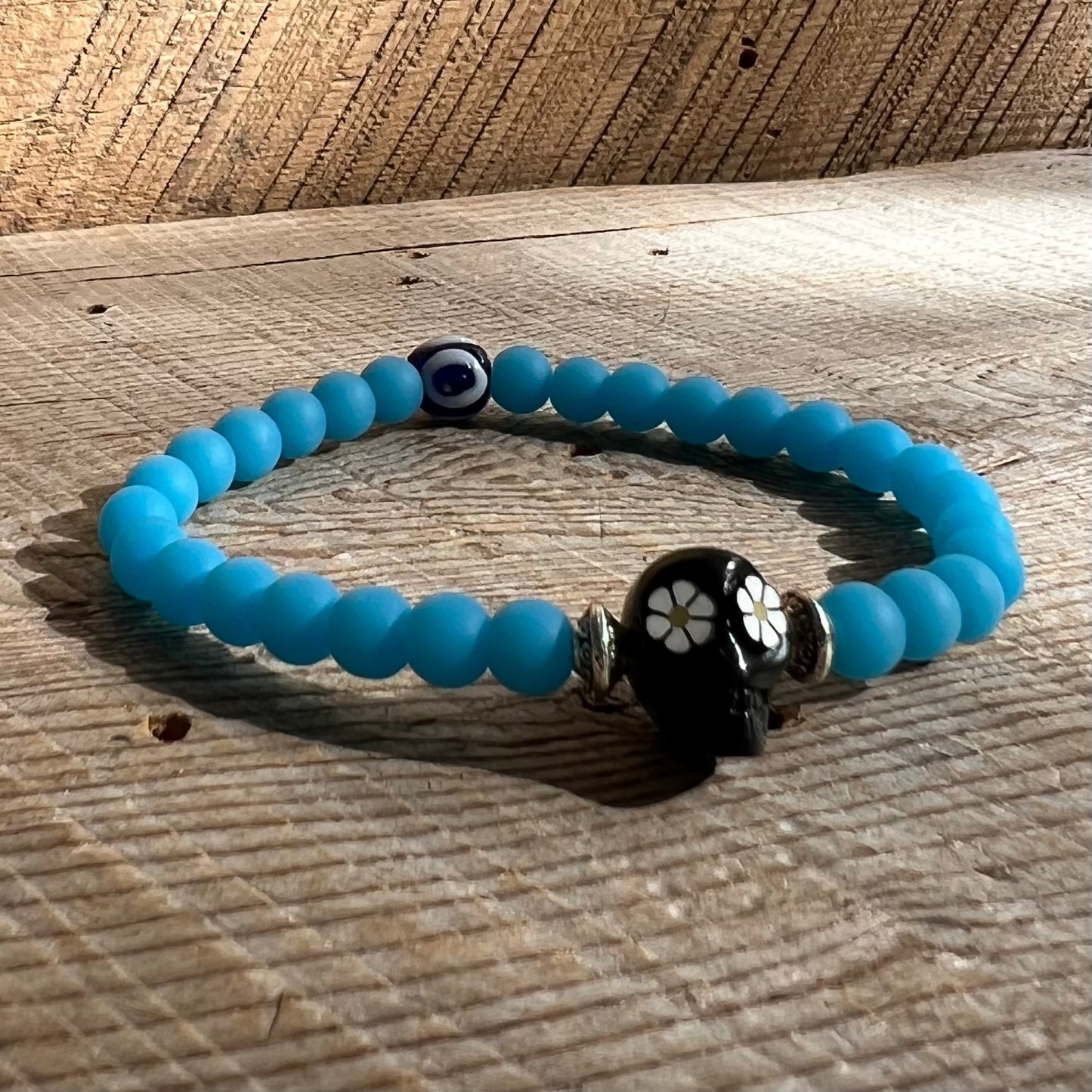 SariBlue® Daisy Sugarskull Bracelet with Evil Eye