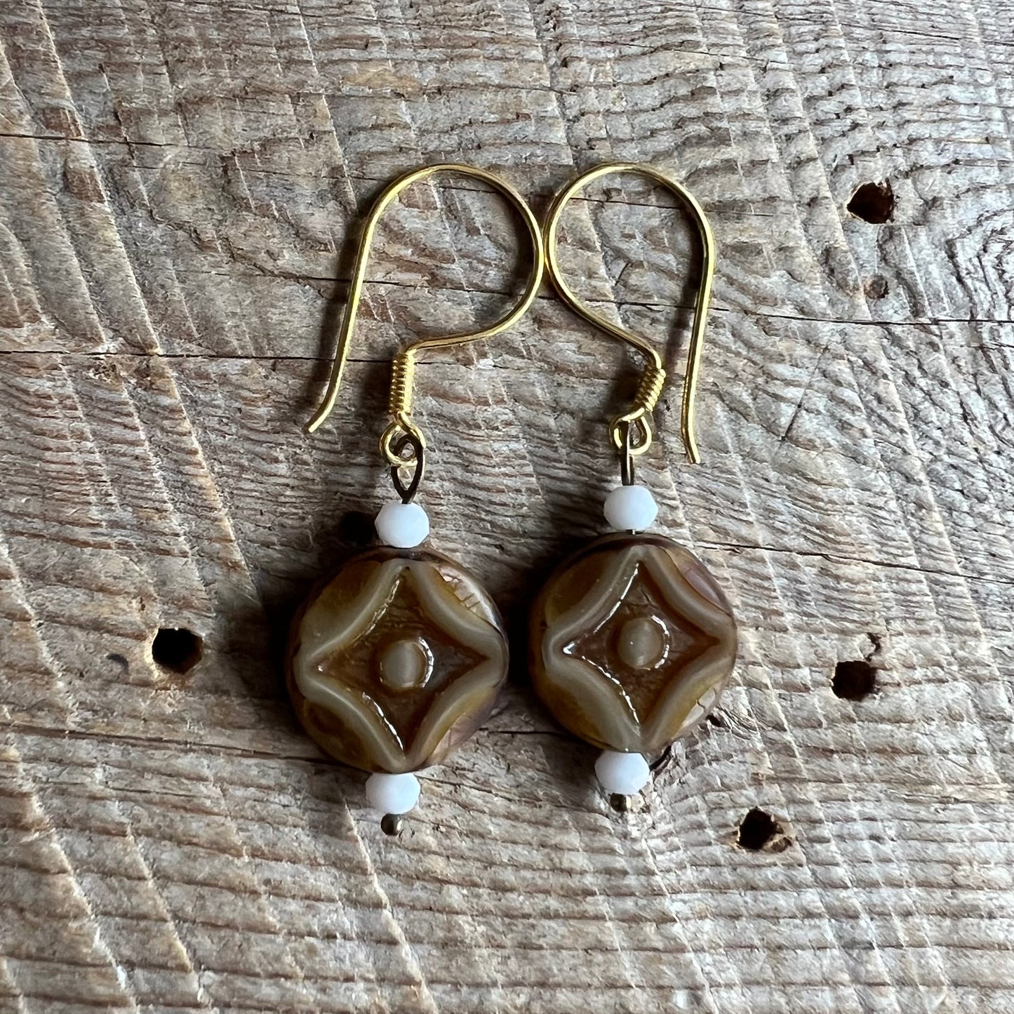 SariBlue® Desert Eye Talisman Czech Glass Earrings