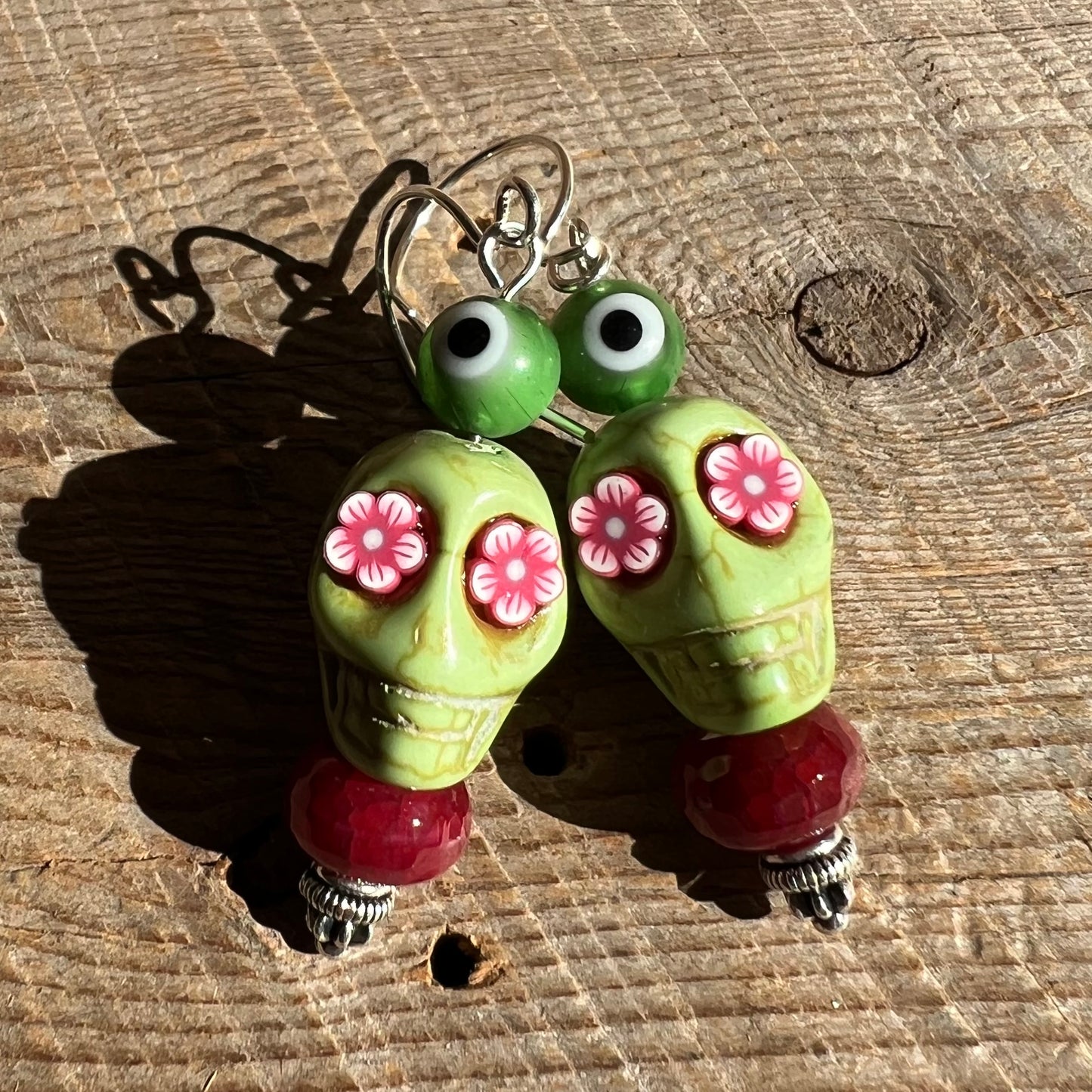 SariBlue® Statement Sugarskull and Evil Eye Earrings