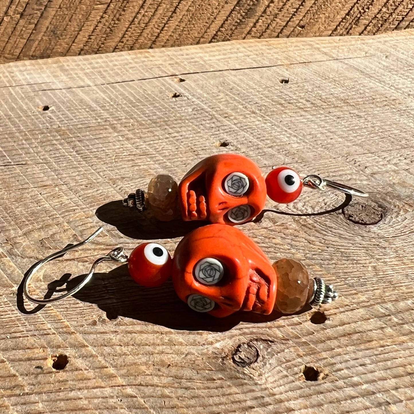 SariBlue® Statement Sugarskull and Evil Eye Earrings