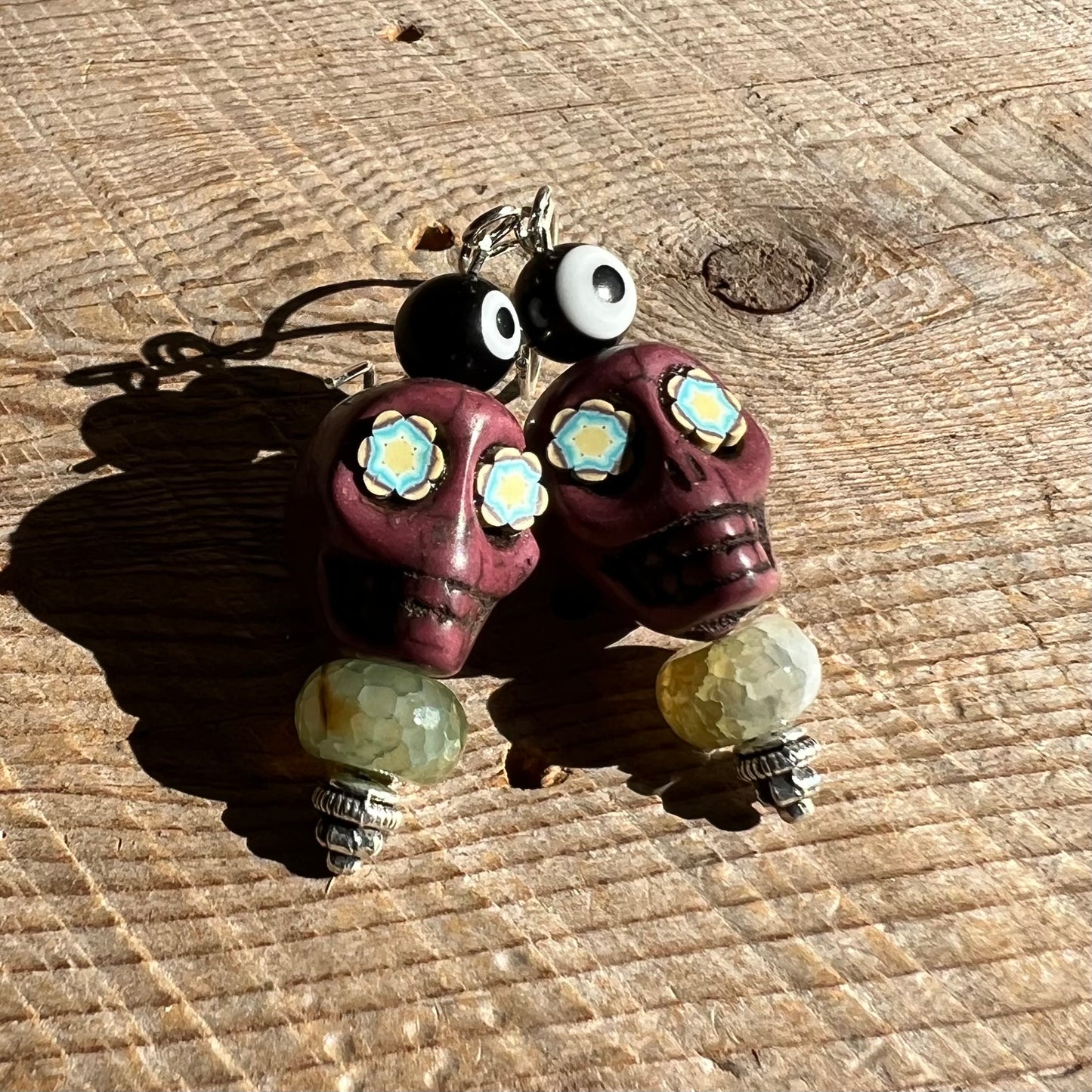 SariBlue® Statement Sugarskull and Evil Eye Earrings