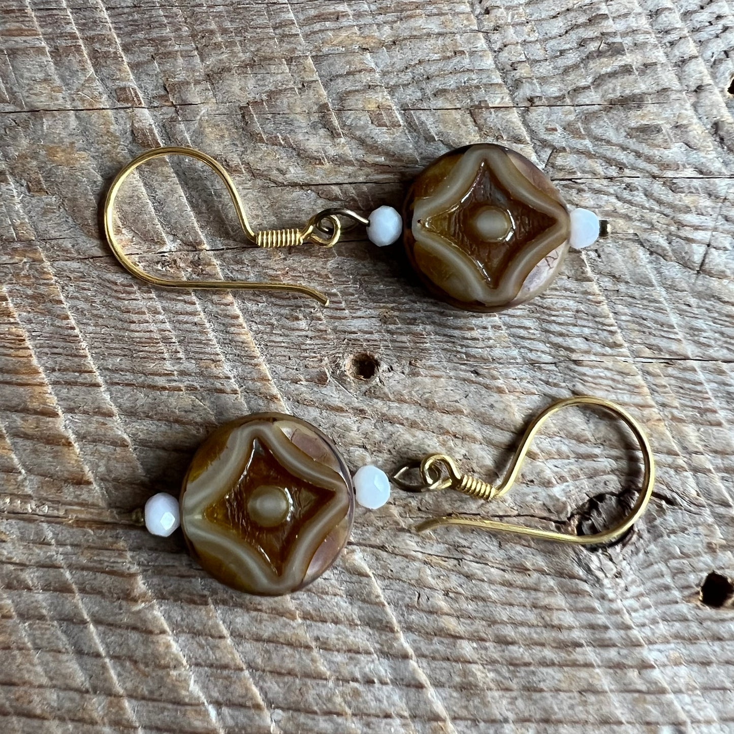 SariBlue® Desert Eye Talisman Czech Glass Earrings
