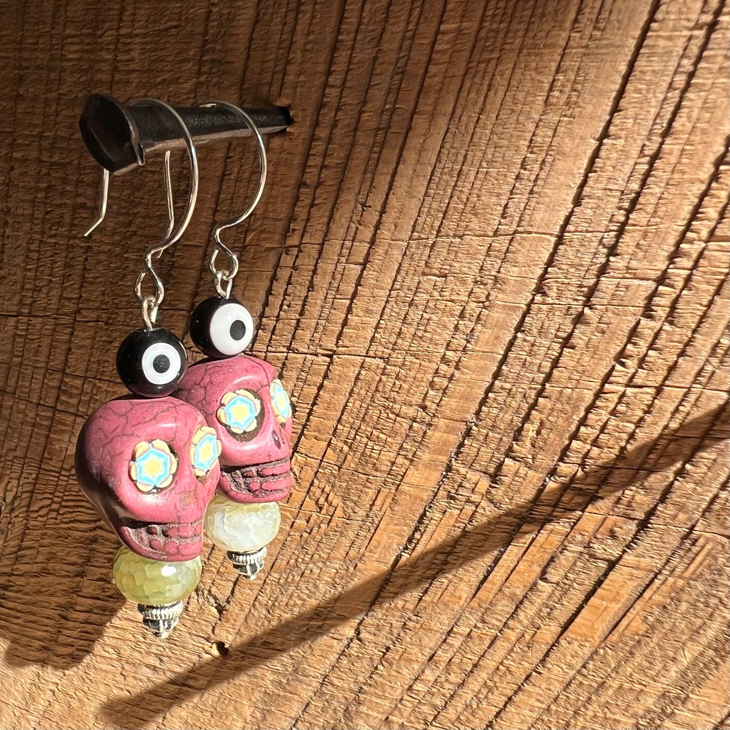 SariBlue® Statement Sugarskull and Evil Eye Earrings