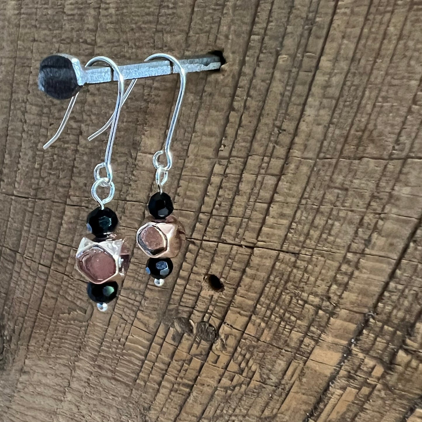 SariBlue® Art Deco Black and Rose Dangle Earrings
