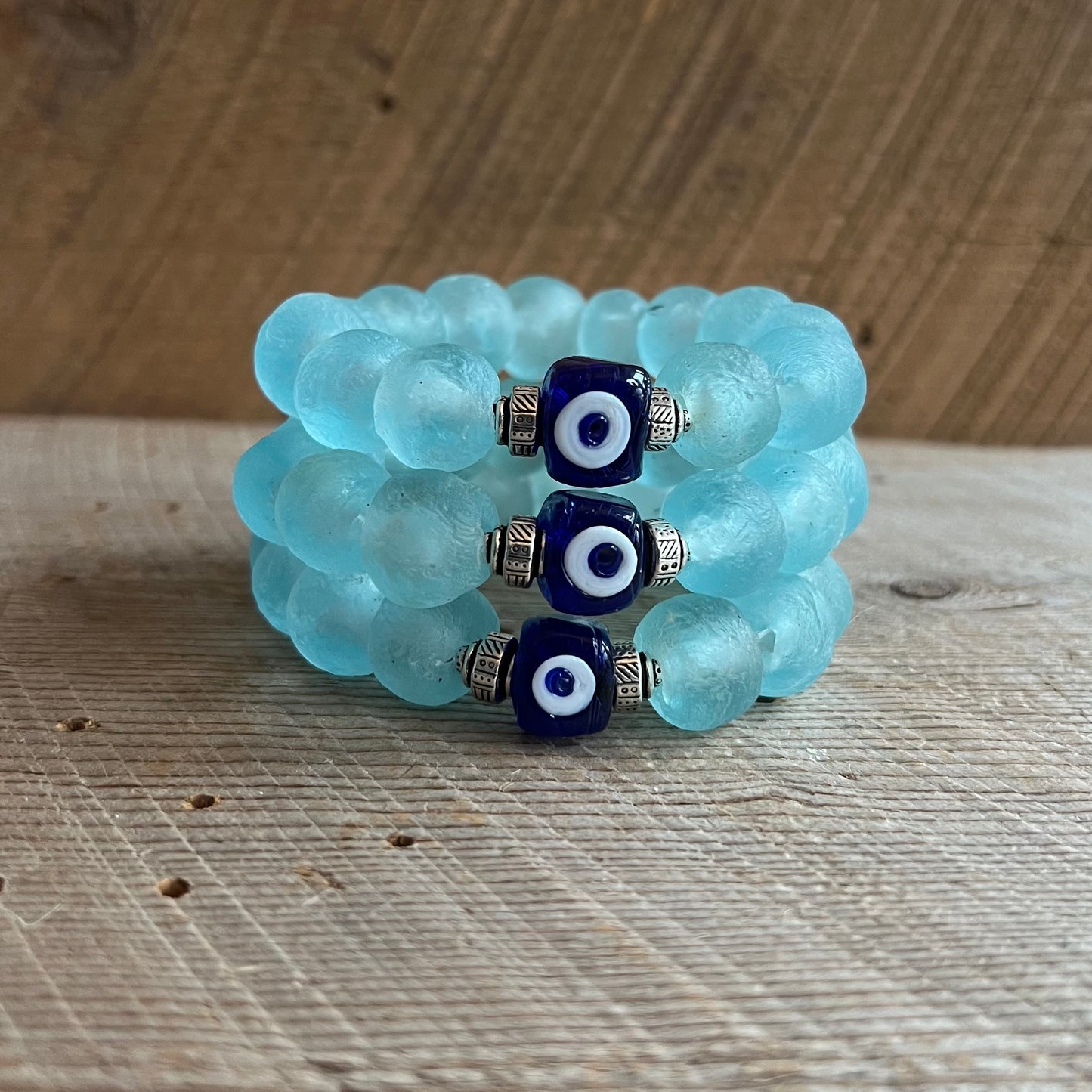 SariBlue®️ Aquarius Evil Eye Bracelets: Ice, Wave and Cobalt