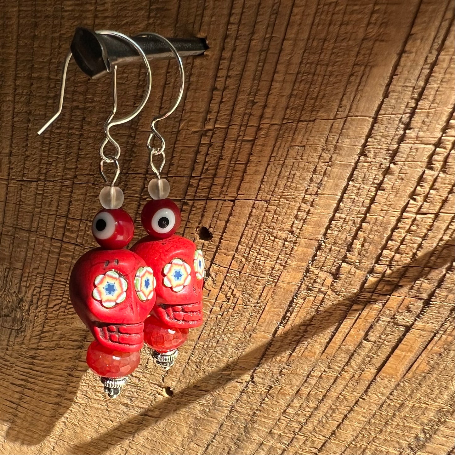 SariBlue® Statement Sugarskull and Evil Eye Earrings