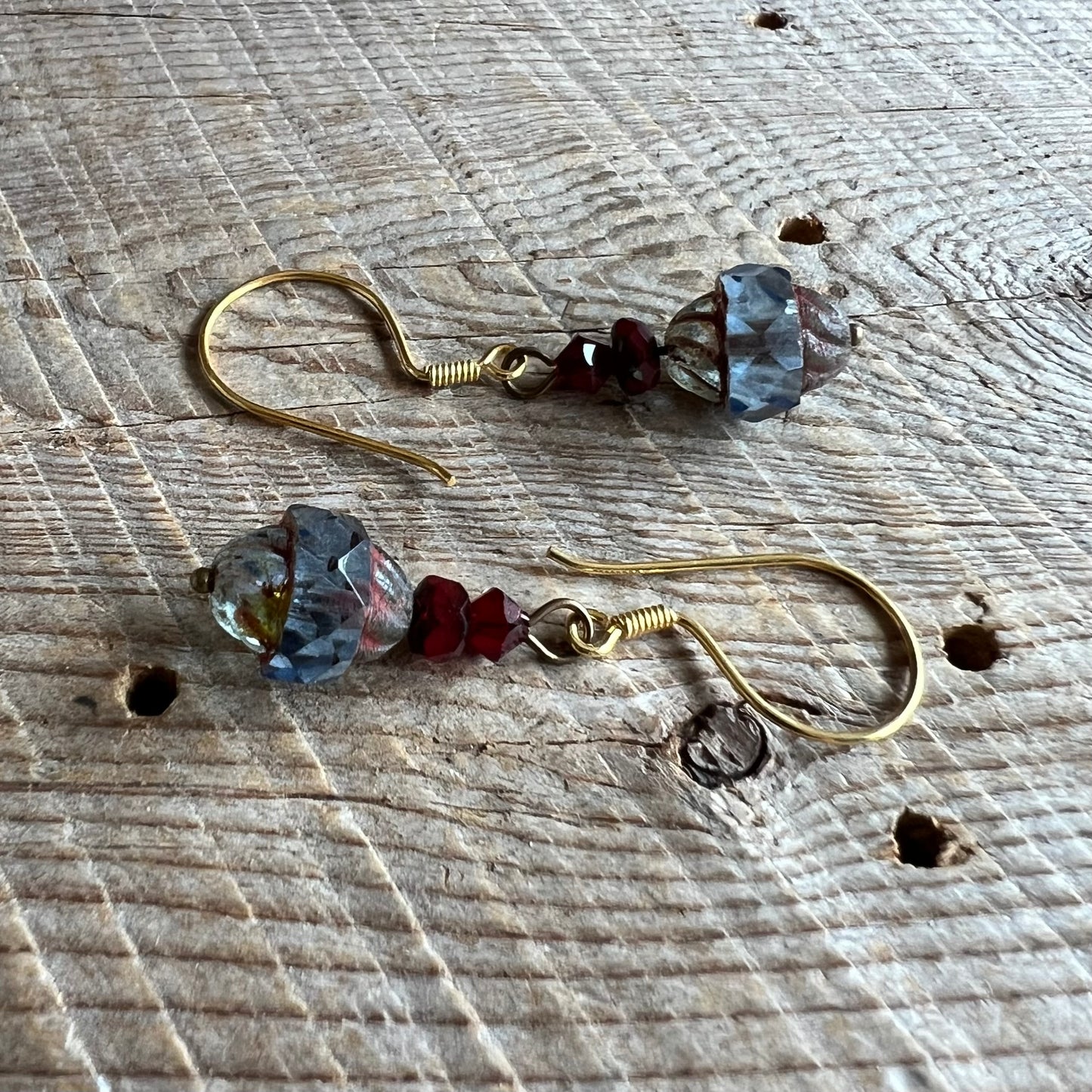 SariBlue® Smokestack Czech Glass Earrings