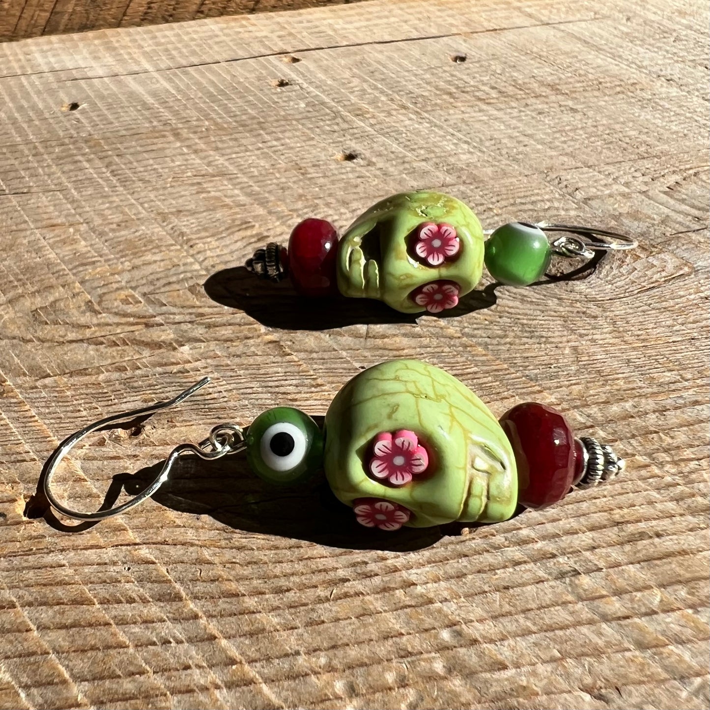 SariBlue® Statement Sugarskull and Evil Eye Earrings