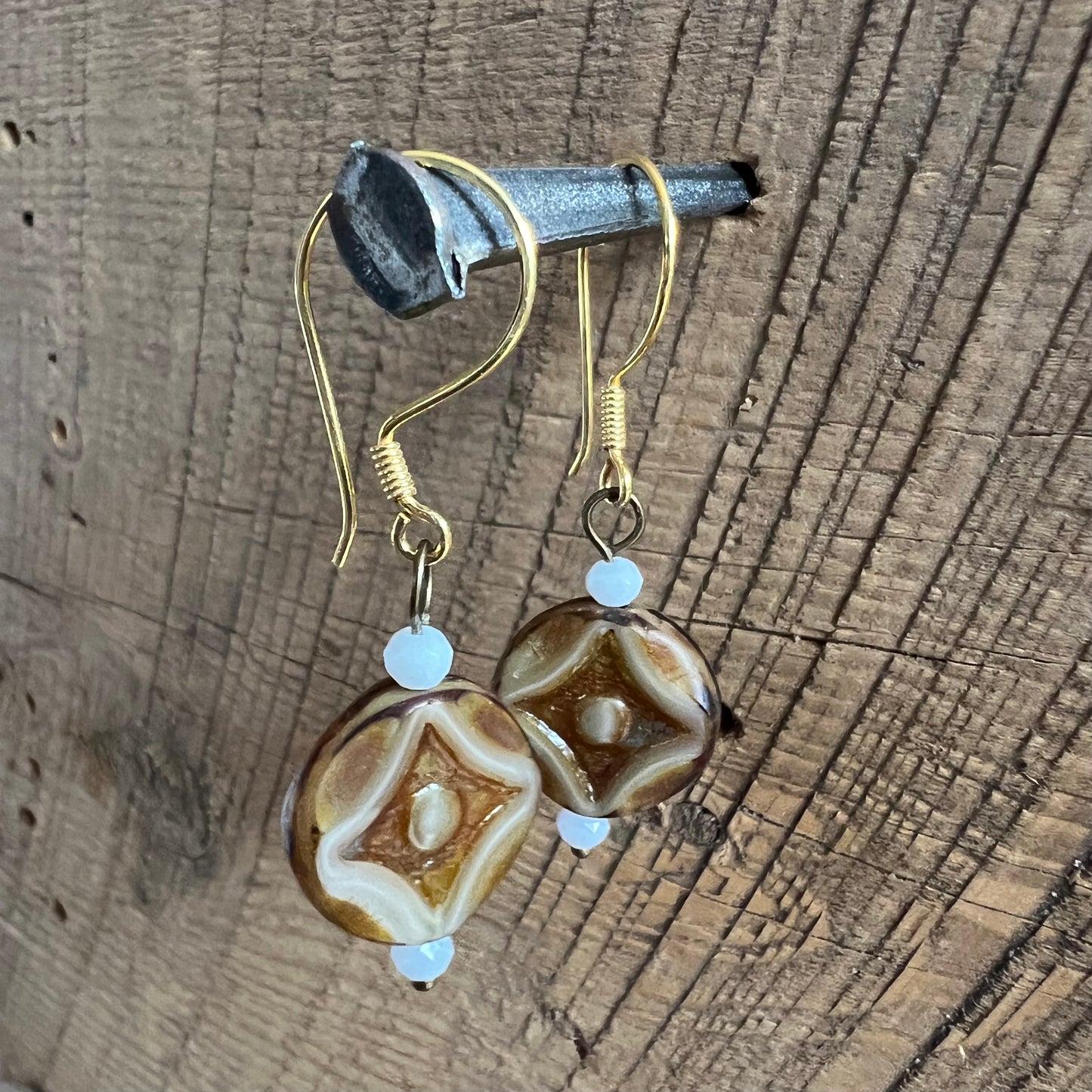 SariBlue® Desert Eye Talisman Czech Glass Earrings