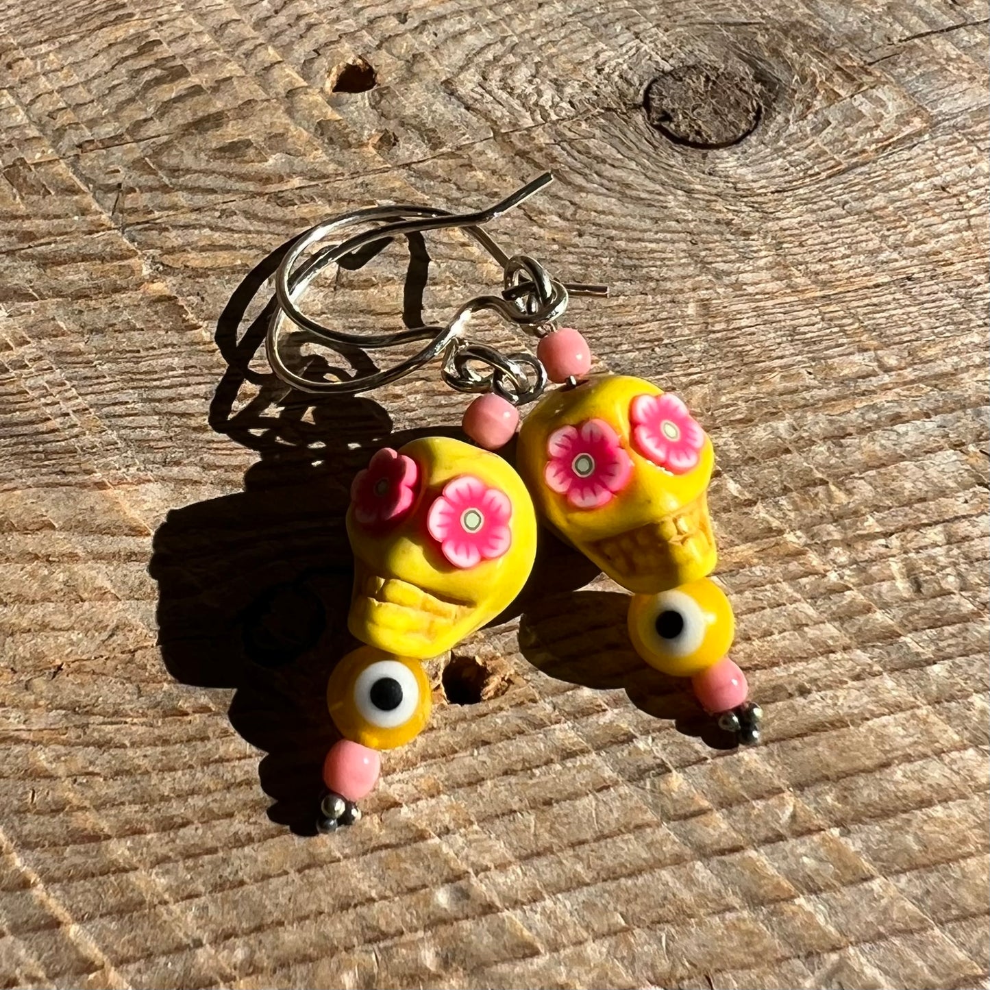 SariBlue® Bright Yellow Sugarskull Earrings