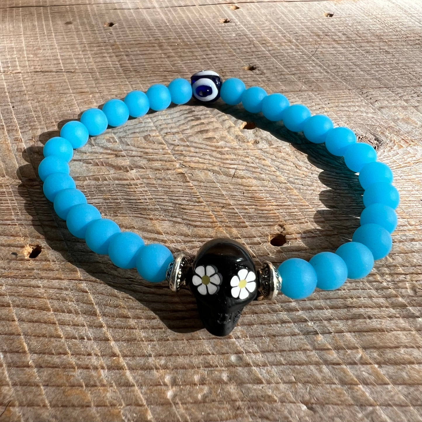 SariBlue® Daisy Sugarskull Bracelet with Evil Eye