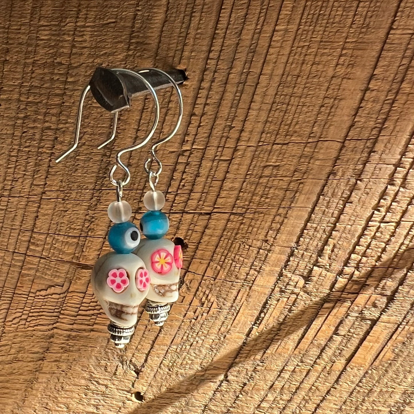 SariBlue® White Sugarskull Earrings