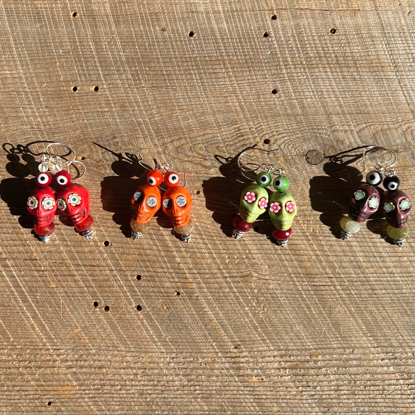 SariBlue® Statement Sugarskull and Evil Eye Earrings