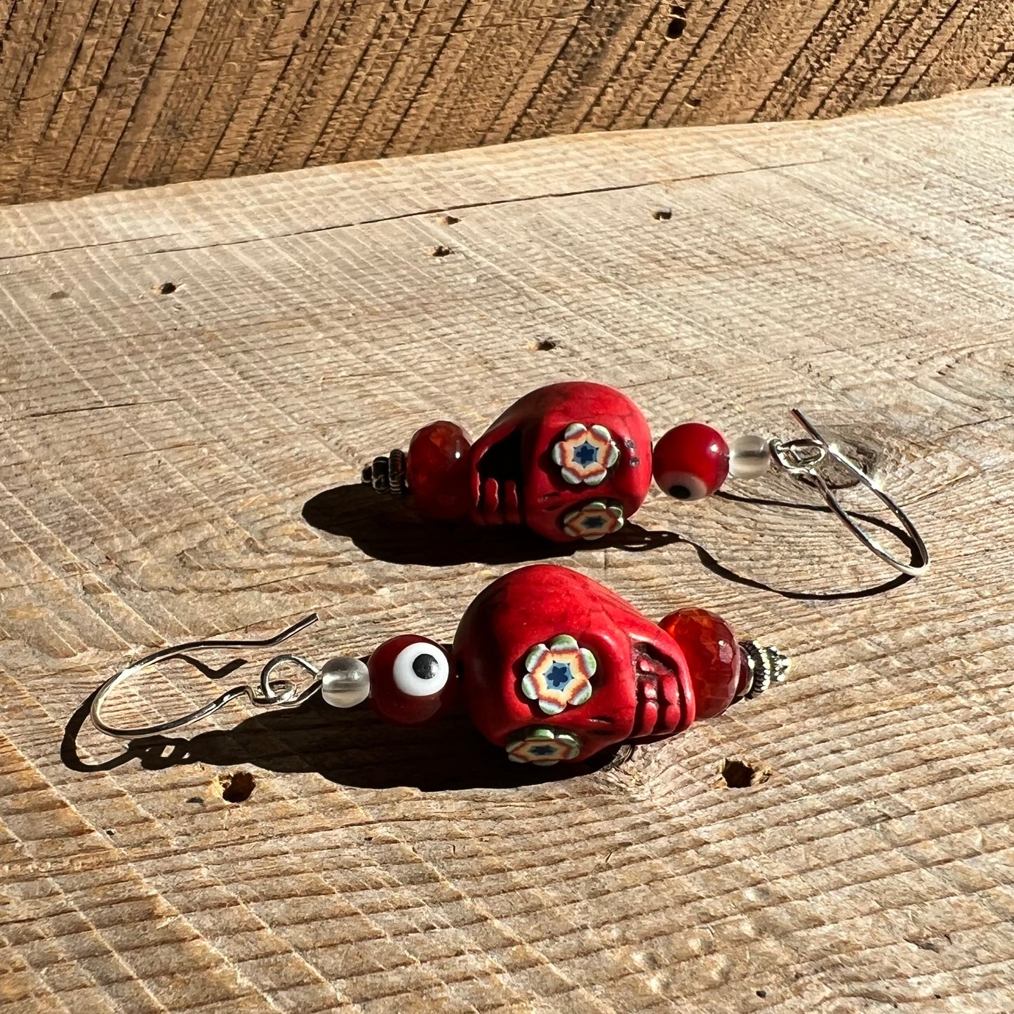 SariBlue® Statement Sugarskull and Evil Eye Earrings