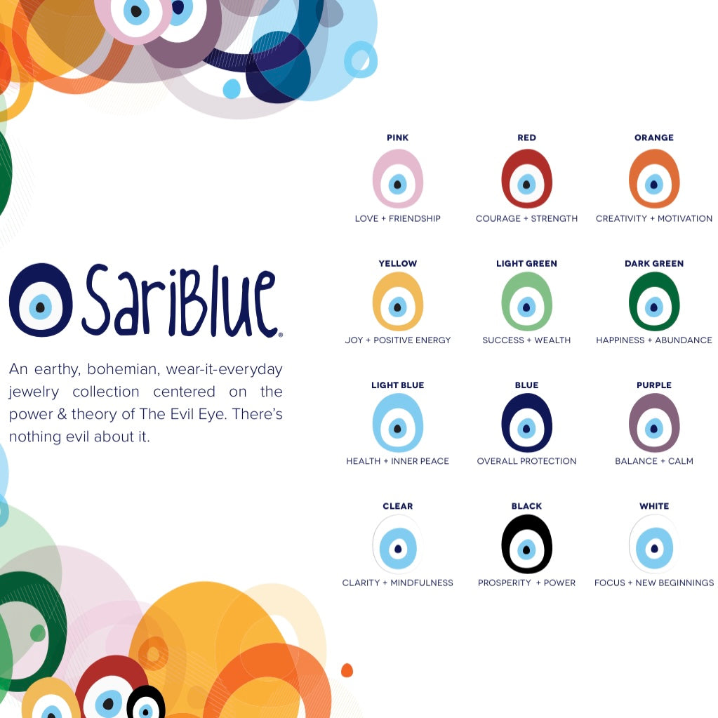 SariBlue® Boho Silver Bangle with Blue Glass Evil Eye