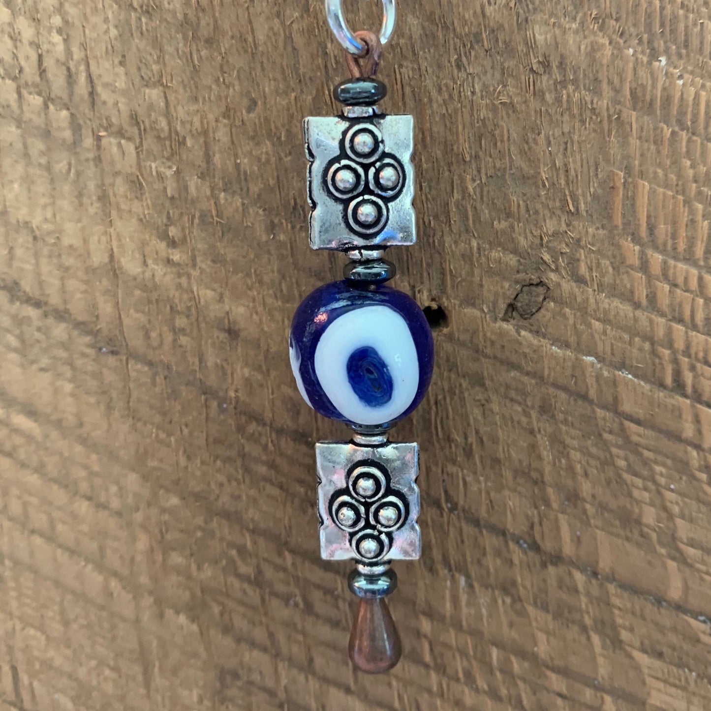 SariBlue® Tribal Pendant - Handmade Blue Glass Evil Eye Bead Necklace
