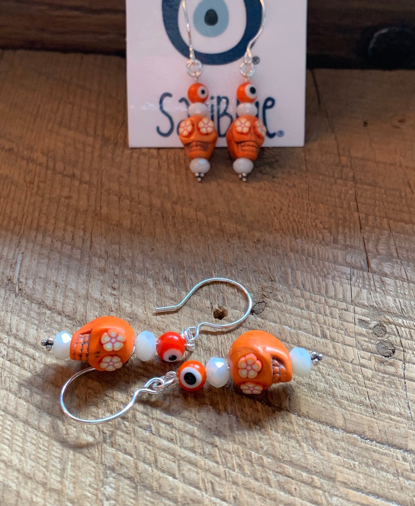 SariBlue® Orange Sugarskull Earrings