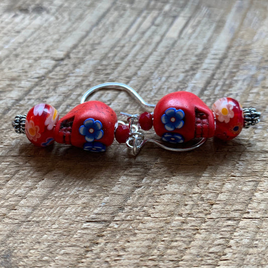 SariBlue® Red Sugarskull Earrings