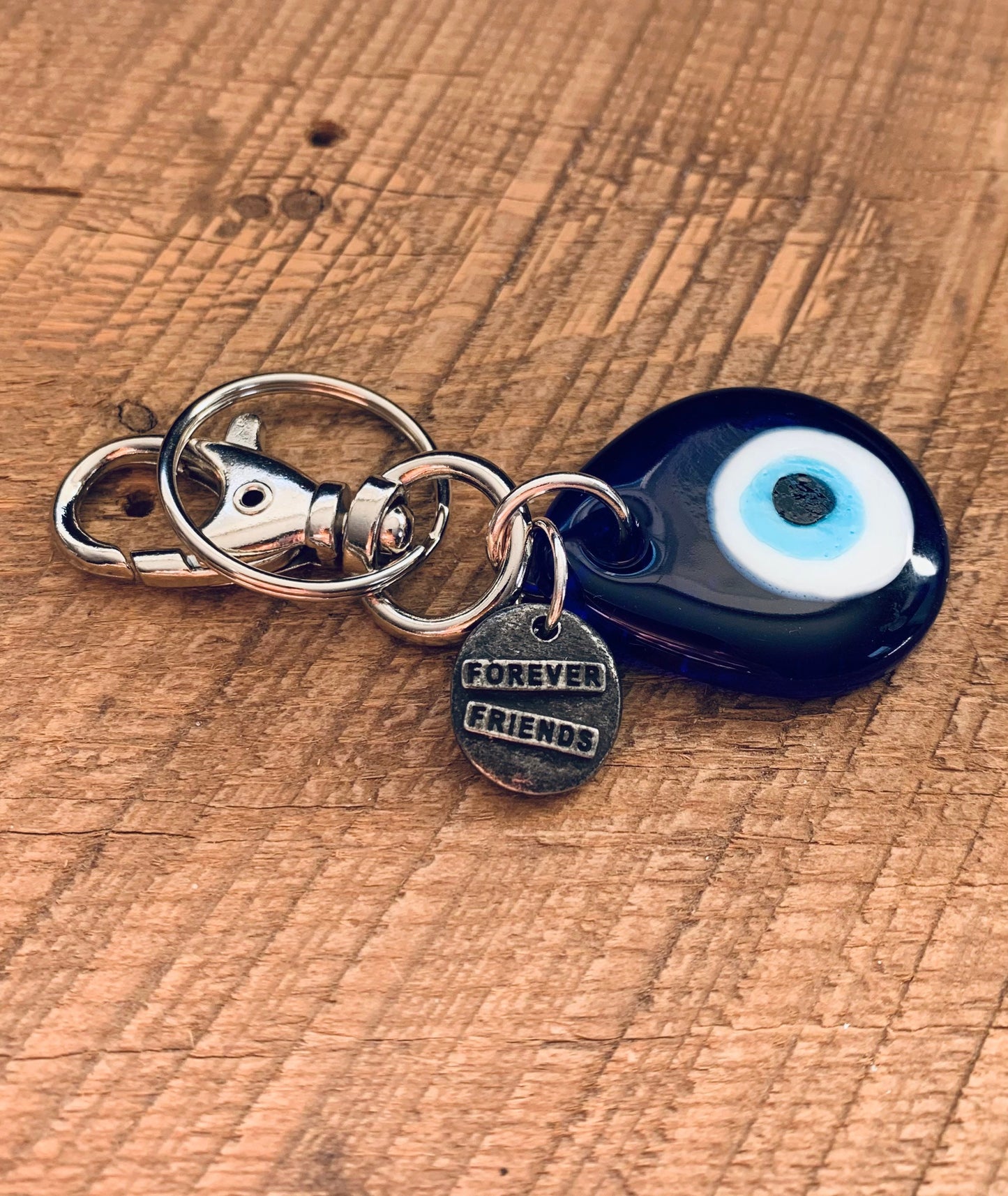 SariBlue® Blue Evil Eye Keychain with Friendship Charm