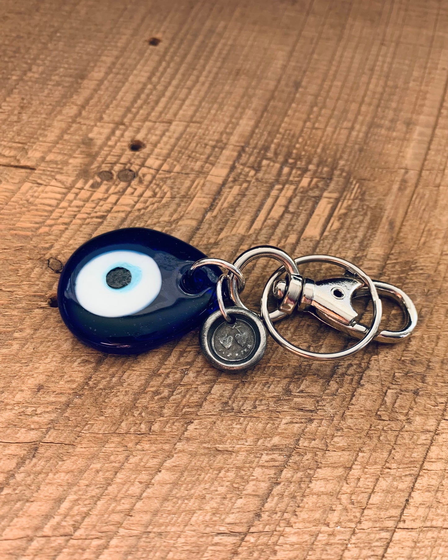 SariBlue® Blue Evil Eye Keychain with Friendship Charm